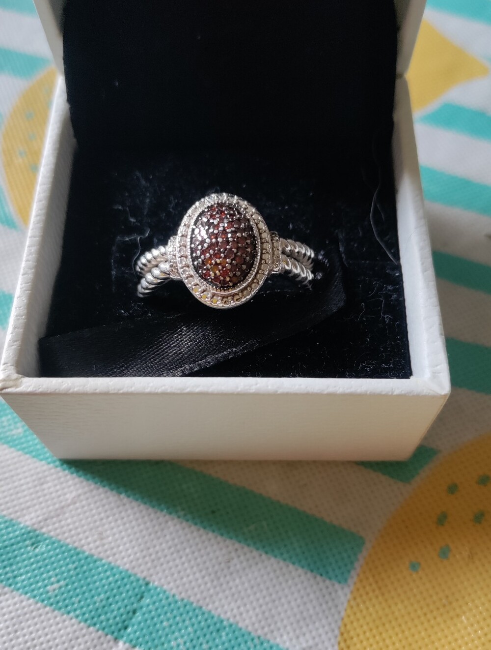 QVC Affinity Red Diamond & Sterling Silver Oval Pavé Ring - Size 10